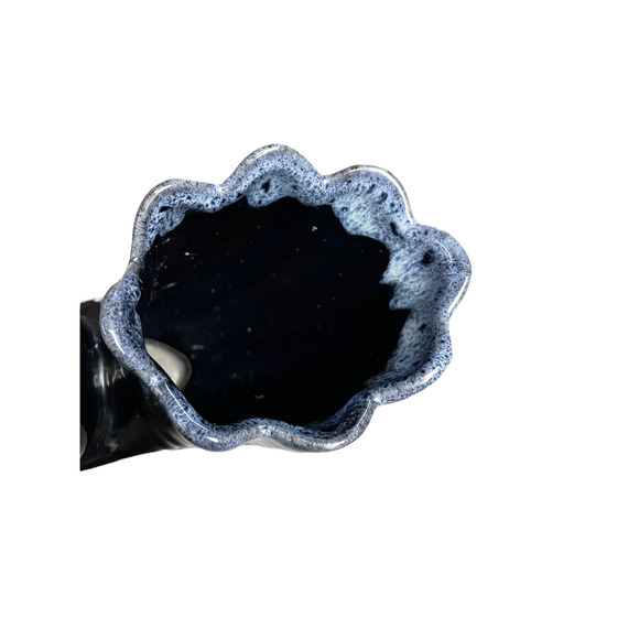 Vintage Anna Van Briggle Blue Drip Hi Fire Glaze Cornucopia Vases Set of 2 - Picture 5 of 8